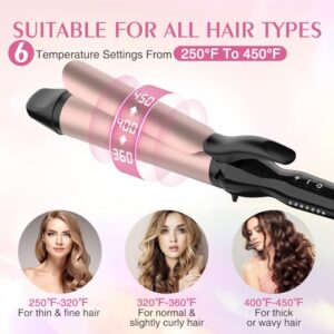 MiroPure Curling Iron, 1 1/2 Inch Hair Curling Iron with Ceramic Coating, Professional Curling Wand, Fast Heating up to 450°F, Wide Voltage for Worldwide, Temperature Lock & 60 Mins Auto Off