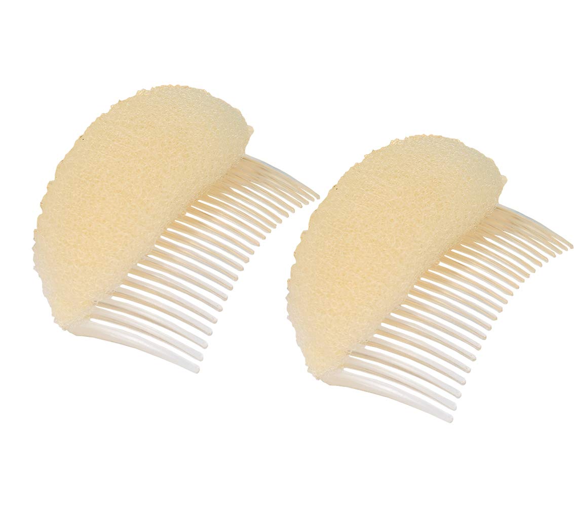 2Pcs Charming Bump It Up Volume Inserts Hair Comb Do Beehive Hair Stick Bun Maker Tool Hair Base Styling Accessories for Women Lady Girl (Beige)