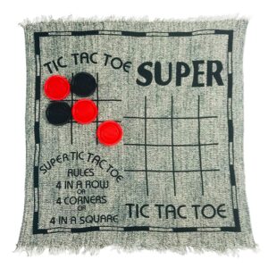 YH Poker 3 in 1 Giant Checkers Set and Tic Tac Toe Game with Reversible Rug - Indoor and Outdoor Board Game for Family, Great for Camping, Backyard, Lawn Game and Other Activities