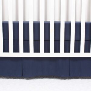 casaja classic microfiber crib skirt with 2 sides pleated, soft breathable dust ruffle fits standard crib and toddler bed, navy blue color for boys, 14 inches drop, navy