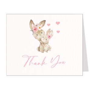 the invite lady bunny baby shower thank you cards sweet little bunny rabbit pink thanks printed thank you notes (24 count)