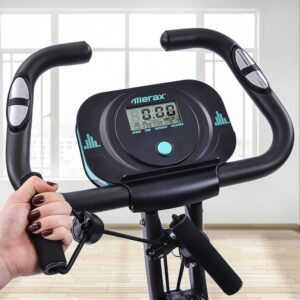 Merax Folding 3 in 1 Adjustable Exercise Bike Convertible Magnetic Upright Recumbent Bike with Arm Bands