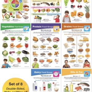NewPath MyPlate - Food & Nutrition Bulletin Board Charts, Gr 1-4, Set/8 - Laminated, Double-Sided, Full-Color, 12" x 18" (94-1120)