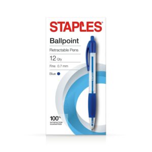 staples 2498403 ballpoint rt fine 0.7mm blu dz