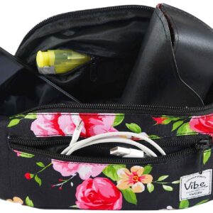 Vibe FESTIVAL GEAR Fanny Pack for Men Women - Many Prints - Black Holographic Silver Gold Cute Waist Bag for Festival Rave Hiking Running Cycling