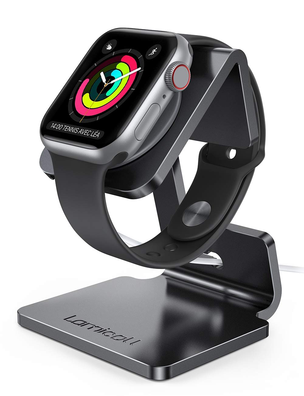 Lamicall Stand for Apple Watch, Charging Stand - Desk Watch Stand Holder Charging Dock Station compatible with Apple Watch Series SE Ultra/Series 8/7/6/5/4/3/2/1, 49mm/45mm/44mm/42mm/41mm/ 38mm, Black