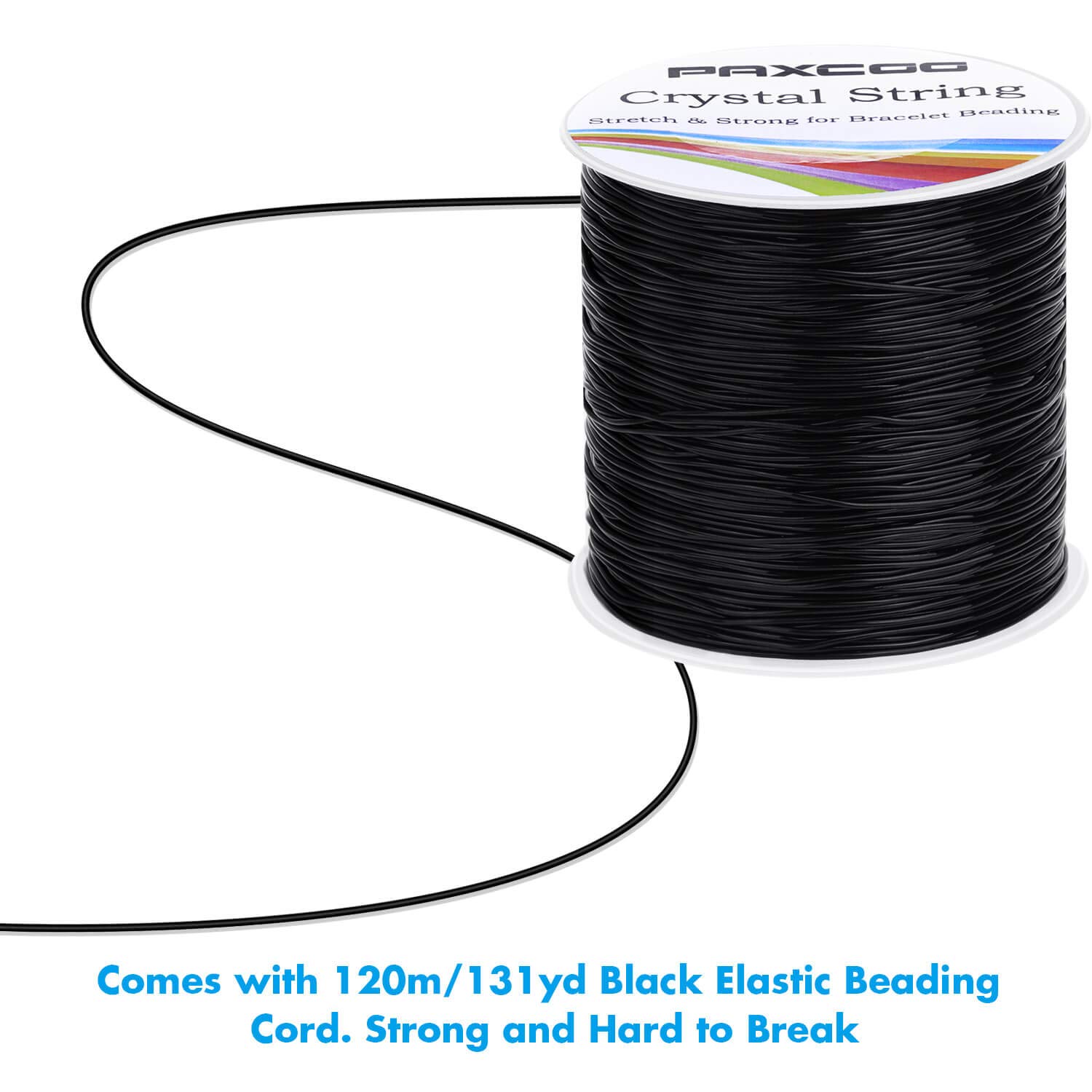 Paxcoo Stretchy String for Bracelets, 0.8mm Black Elastic String Bracelet Cord Jewelry Bead Thread for Bracelets, Necklaces, Beading and Jewelry Making