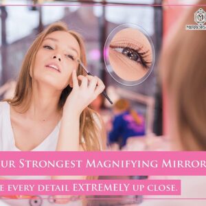 MIRRORVANA 20X & 15X Magnifying Mirror Set with 3 Suction Cups Each - Compact & Travel Ready Mirror for Makeup - Sizes: 6" and 4" Wide