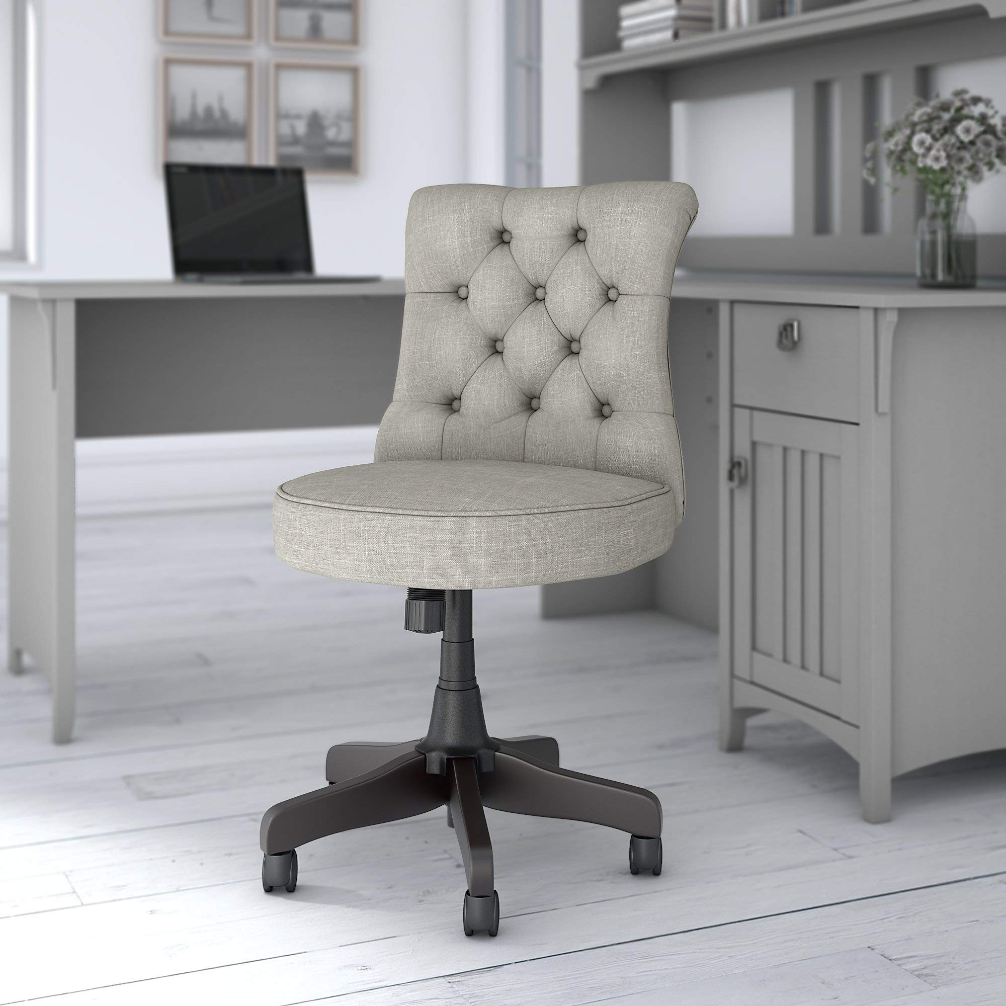 Bush Furniture Salinas Mid Back Tufted Office Chair in Light Gray Fabric