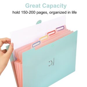 EOOUT 8pcs Expanding File Folder, 5 Pockets Accordion Folder File Organizer A4 Letter Size with 64 Labels, for School and Office