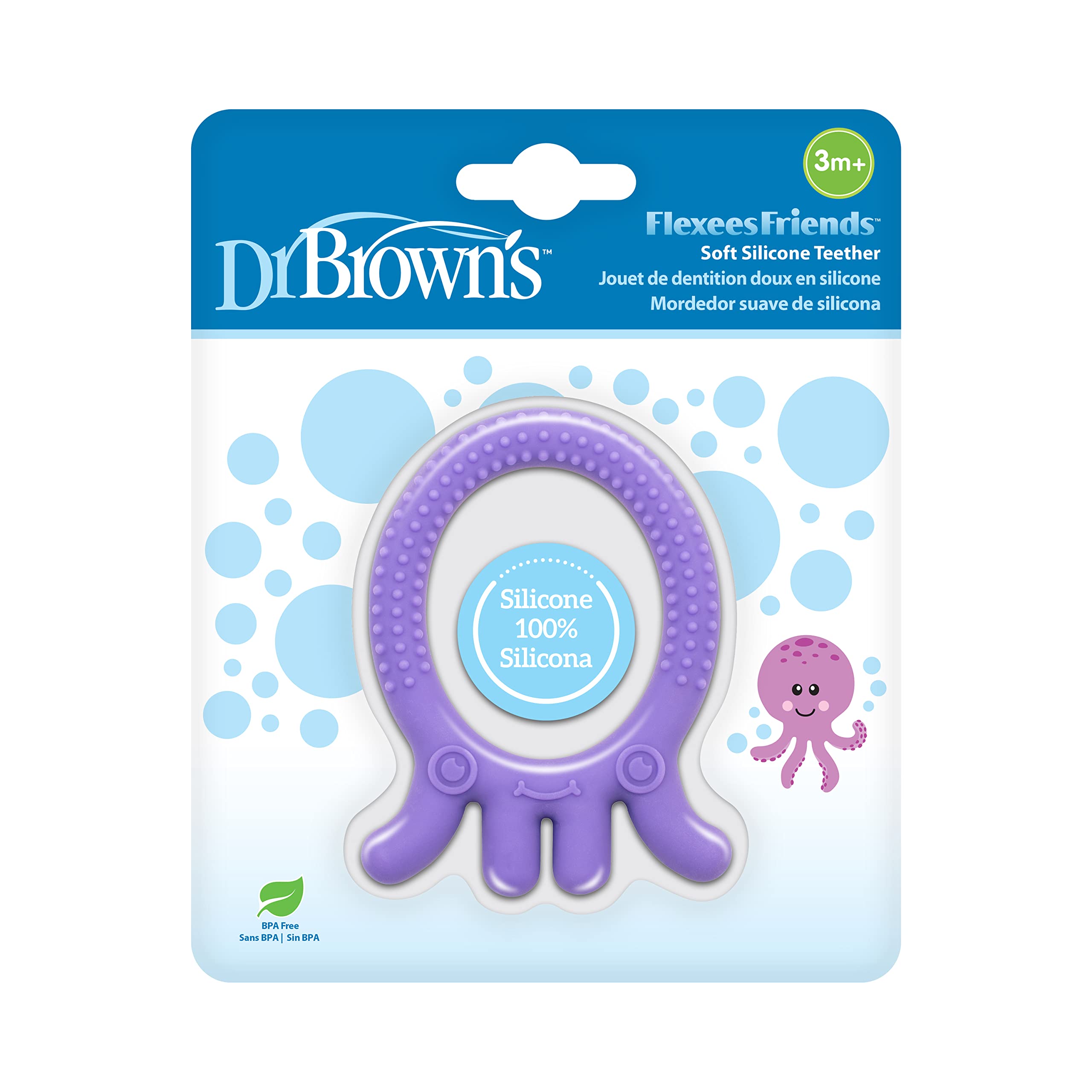 Dr. Brown's Flexees Friends Silicone Teether, Purple Octopus