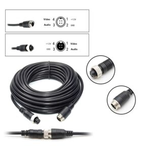 Xenocam 16FT 5M Car Video Extension Cable 4-Pin Aviation Waterproof Shockproof for CCTV Rearview Camera Truck Trailer Camper Bus Motorhome Vehicle Backup Monitor System