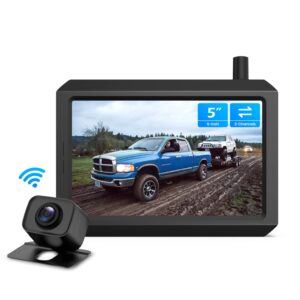 AUTO-VOX Wireless Backup Camera with 5" Monitor System,2 Channels Trailer Hitch Rear View Reverse Cam,Back Up Camera for Cars with 2.4G Stable Digital Signal for Truck, SUV,Van,Trailer,Small RV-W7PRO