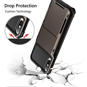 Vofolen Case for iPhone XS Max Case Wallet ID Slot Credit Card Holder Scratch Resistant Dual Layer Protective Bumper Rugged TPU Rubber Armor Hard Shell Case Cover for iPhone XS Max 10S Max (Gun Color)