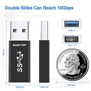 ELECTOP Double Sides 10Gbps, USB 3.1 GEN 2 Male to Type-C Female Adapter, Support Both 10Gbps Charging & Data Transfer, USB A to USB C 3.1 Converter for PC, Laptop, Charger, Power Bank, Quest Link