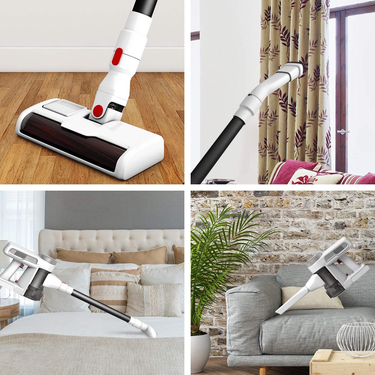 COSTWAY 2 in 1 Cordless Lightweight Vacuum Cleaner, Stick Rechargeable Vacuum with Strong Suction, Bagless Handheld Vacuum Wall-Mountable for Home and Car, White