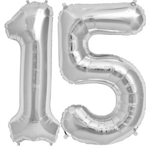 tellpet silver number 15 balloon, 40 inch