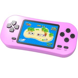 beijue retro handheld games for kids built in 218 classic old style electronic game 2.5'' screen 3.5mm earphone jack usb rechargeable portable video player children travel holiday entertain (pink)