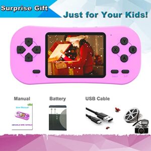 Beijue Retro Handheld Games for Kids Built in 218 Classic Old Style Electronic Game 2.5'' Screen 3.5MM Earphone Jack USB Rechargeable Portable Video Player Children Travel Holiday Entertain (Pink)