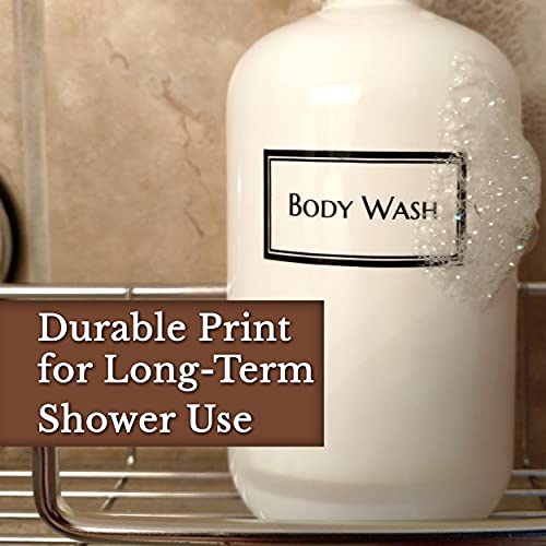 Artanis Home Silkscreened Empty Shower Bottle Set for Shampoo, Conditioner, and Body Wash, Squat 16 oz 3-Pack, White (Black Pumps)