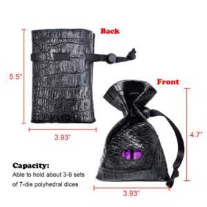 Haxtec Dragon Dice Bag Small Drawstring Leather DND Dice Pouch Storage Bag for D&D Dungeons and Dragons Gift, Coins and Accessories (Purple Eye) Patent Number D893867