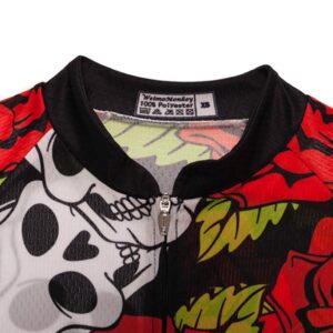 Women's Cycling Jersey Summer Bicycle Clothing Bike Shirt Jacket Skull Red L