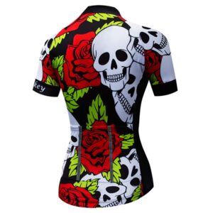 Women's Cycling Jersey Summer Bicycle Clothing Bike Shirt Jacket Skull Red L