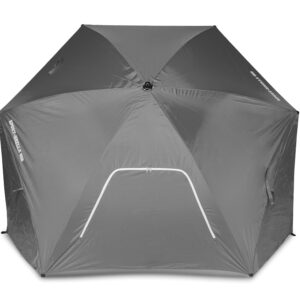 Sport-Brella Ultra SPF 50+ Angled Shade Canopy Umbrella for Optimum Sight Lines at Sports Events (8-Foot), Light Grey