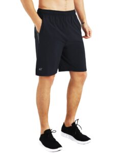 ezrun mens 9 inch lightweight running workout shorts with liner loose-fit gym shorts for men with zipper pockets(black,l)