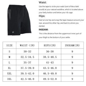 EZRUN Mens 9 Inch Lightweight Running Workout Shorts with Liner Loose-Fit Gym Shorts for Men with Zipper Pockets(Black,L)