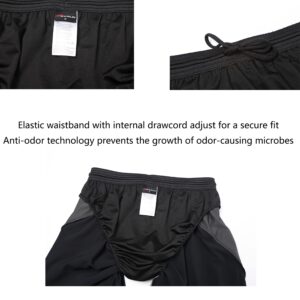 EZRUN Mens 9 Inch Lightweight Running Workout Shorts with Liner Loose-Fit Gym Shorts for Men with Zipper Pockets(Black,L)