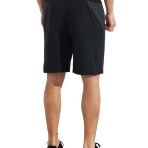 EZRUN Mens 9 Inch Lightweight Running Workout Shorts with Liner Loose-Fit Gym Shorts for Men with Zipper Pockets(Black,L)