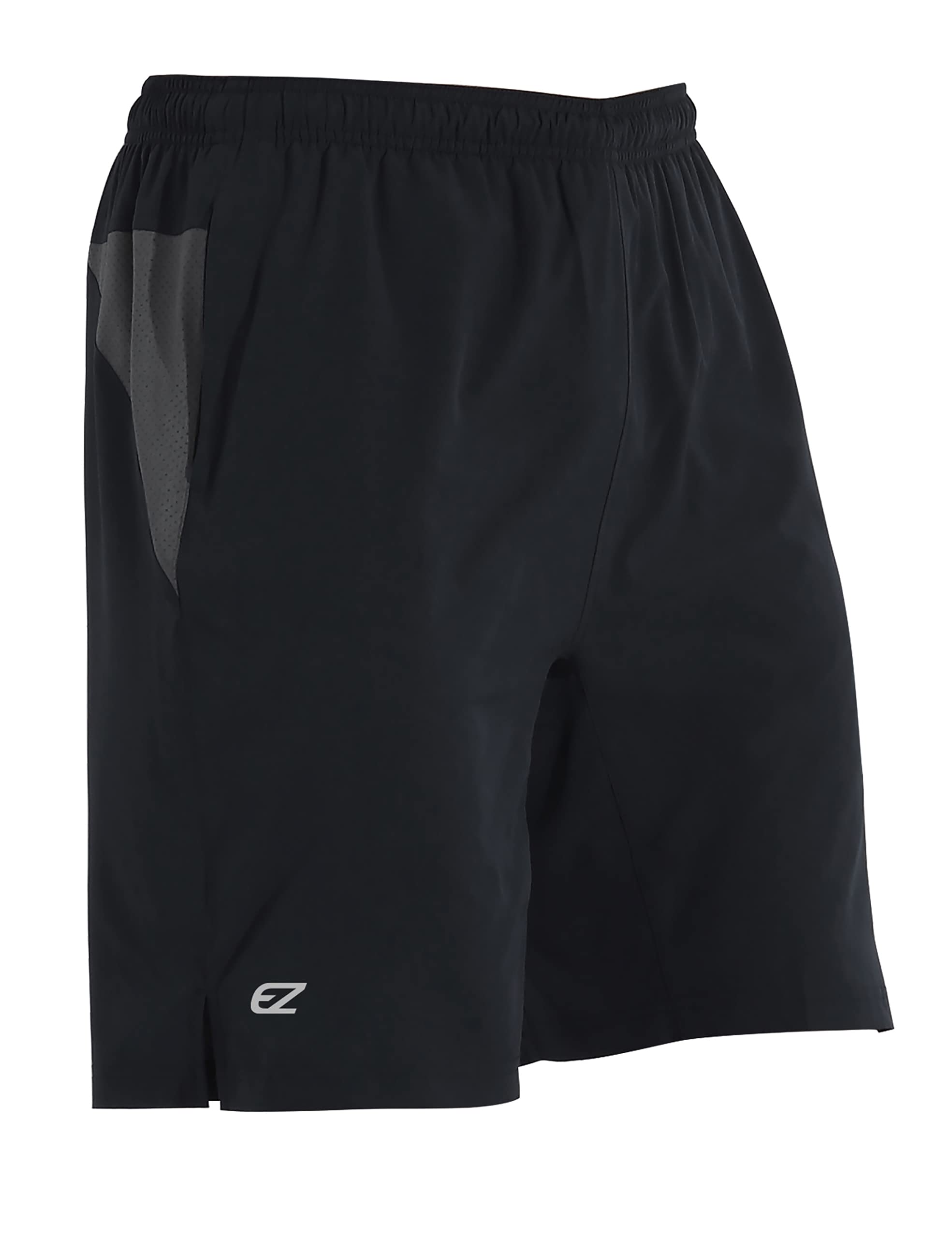 EZRUN Mens 9 Inch Lightweight Running Workout Shorts with Liner Loose-Fit Gym Shorts for Men with Zipper Pockets(Black,L)