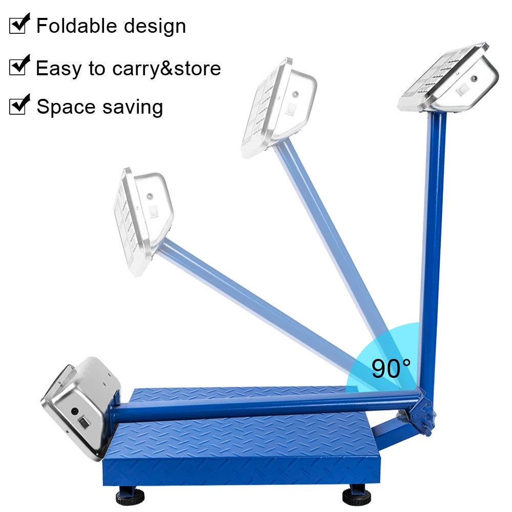 TUFFIOM 660lbs Weight Electronic Platform Scale,Digital Floor Heavy Duty Folding Scales,Stainless Steel High-Definition LCD Display,Perfect for Luggage Shipping Mailing Package Price (Dark Blue)