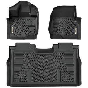 yitaotor floor mats fit for ford f-150/f150 lightning supercrew cab 2024-2015(rear w/o u-seat flat storage),tpe all weather f150 truck mats, 1st & 2nd row