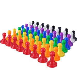 64 pcs board games pieces multicolor plastic pawn chess pieces, 1 inch tabletop pieces bulk for board component tabletop markers accessories