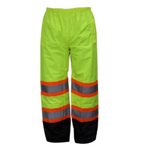 New York Hi-Viz Workwear RK Safety RW-CLA3-TLM55 Class 3 Rain suit, Jacket, Pants High Visibility Reflective Black Bottom with X Pattern(2XL, Lime)