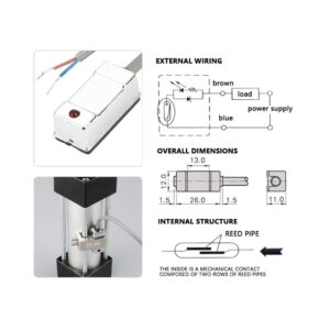 Magnetic Sensor Reed Switch for Cylinder CS1-U Magnetic Air Pneumatic Cylinder NO Magnetic Reed Switch Sensor AC 5V- 240V