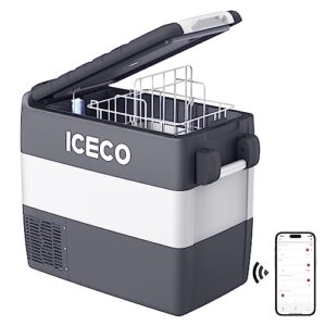 iceco jp50 portable refrigerator fridge freezer, 50 liters 12v cooler refrigerator, compact refrigerator with secop compressor, electric cooler for car & home use, 0℉～50℉, dc 12/24v, ac 110/240v