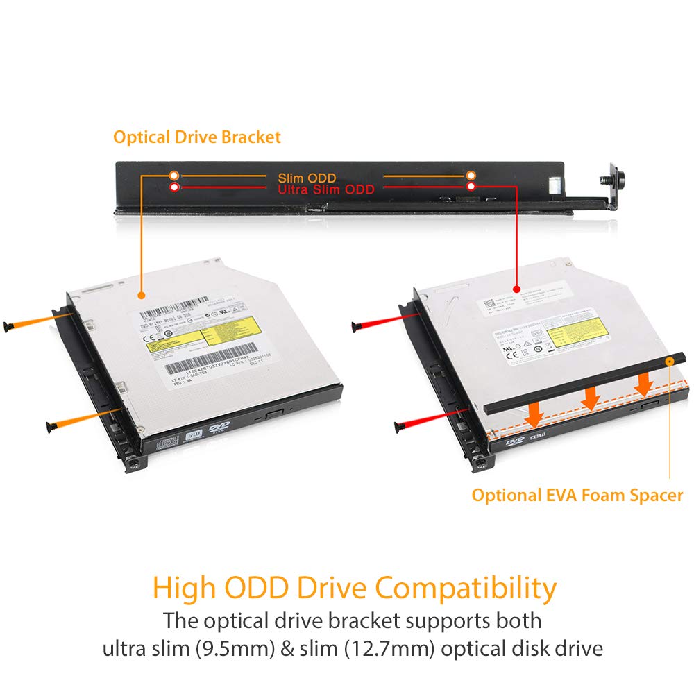 ICY DOCK 2 Bay 2.5 SAS/SATA SSD/HDD & (Ultra) Slim Optical Disk Drive CD DVD ROM Backplane Enclosure for 5.25" Bay | ToughArmor MB602SPO-B