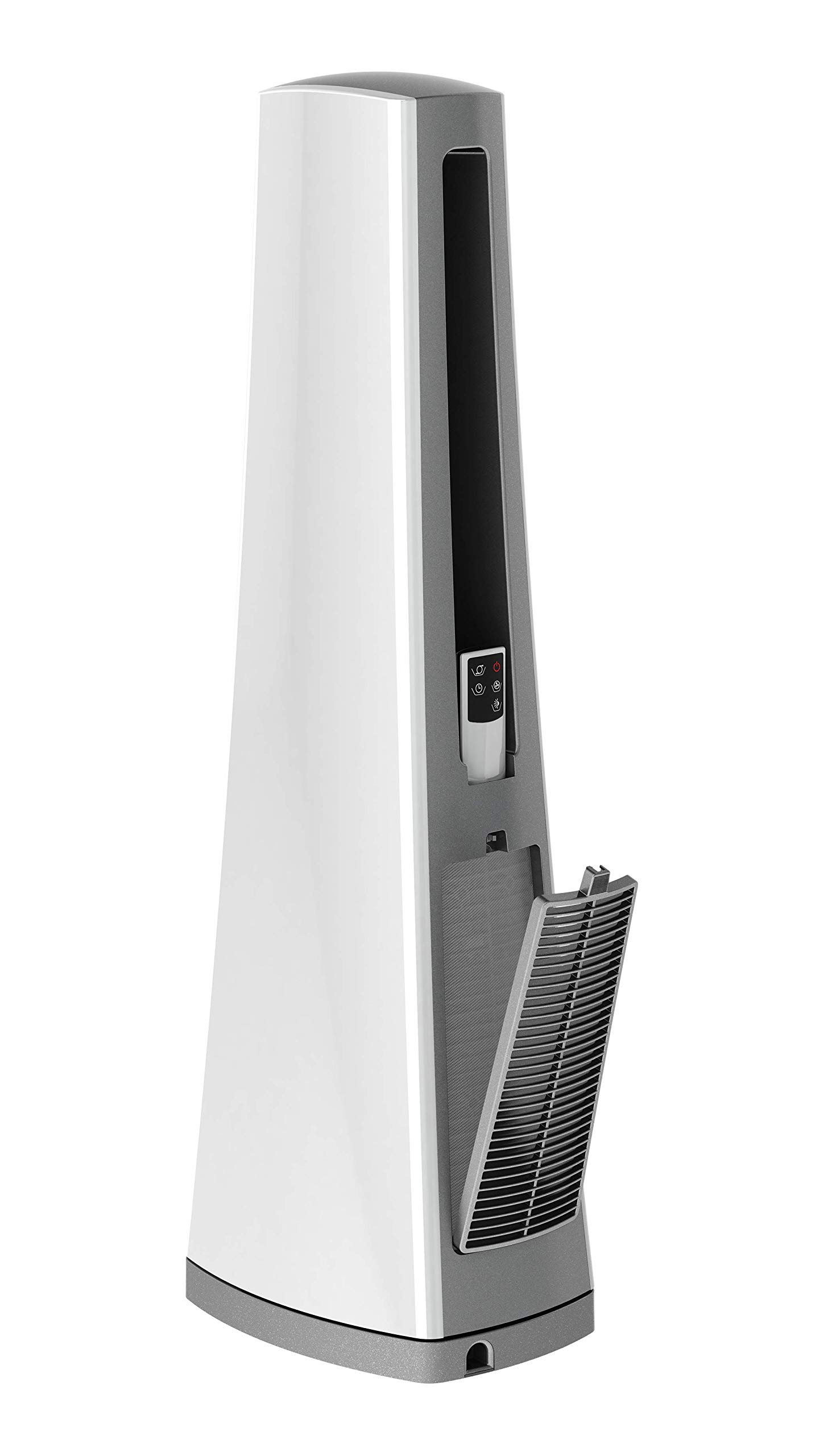 Lasko AC615 Portable Electric Oscillating Stand Up Bladeless Tower Fan with Remote Control for Indoor, Bedroom and Home Office Use, 36.1 inch, Gray/Silver