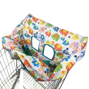 Portable Shopping Cart Cover | High Chair and Grocery Cart Covers for Babies, Kids, Infants & Toddlers ✮ Includes Free Carry Bag ✮ (Simple Elephant)