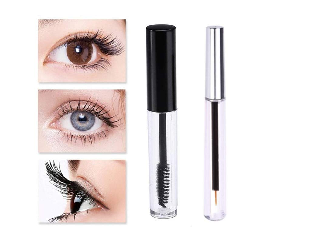 8ml Mascara Tube Empty and Wand Eyelash Cream Container Bottle 7ml Transparent Empty Mascara and Eyeliner Tubes with Rubber Inserts and Funnels Set for Castor Oil DIY Mascara（Silver, Black)