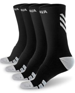 dovava dri-tech compression crew socks 15-20mmhg for men & women, athletic fit running nurses flight travel pregnancy edema diabetic, boost ankle calf circulation, large/x-large, black (4 pairs)