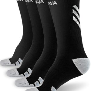 Dovava Dri-tech Compression Crew Socks 15-20mmHg for Men & Women, Athletic Fit Running Nurses Flight Travel Pregnancy Edema Diabetic, Boost Ankle Calf Circulation, Large/X-Large, Black (4 Pairs)