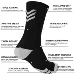 Dovava Dri-tech Compression Crew Socks 15-20mmHg for Men & Women, Athletic Fit Running Nurses Flight Travel Pregnancy Edema Diabetic, Boost Ankle Calf Circulation, Large/X-Large, Black (4 Pairs)