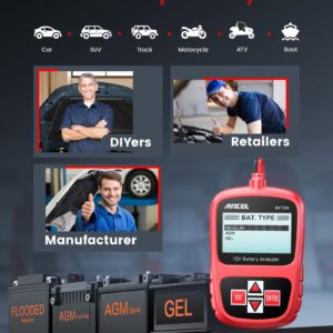 ANCEL BST200 Car Battery Tester 12V 100-1100 CCA Automotive Bad Cell Load Test Tool Digital Analyzer Tester for Car Truck Motorcycle SUV Boat and More