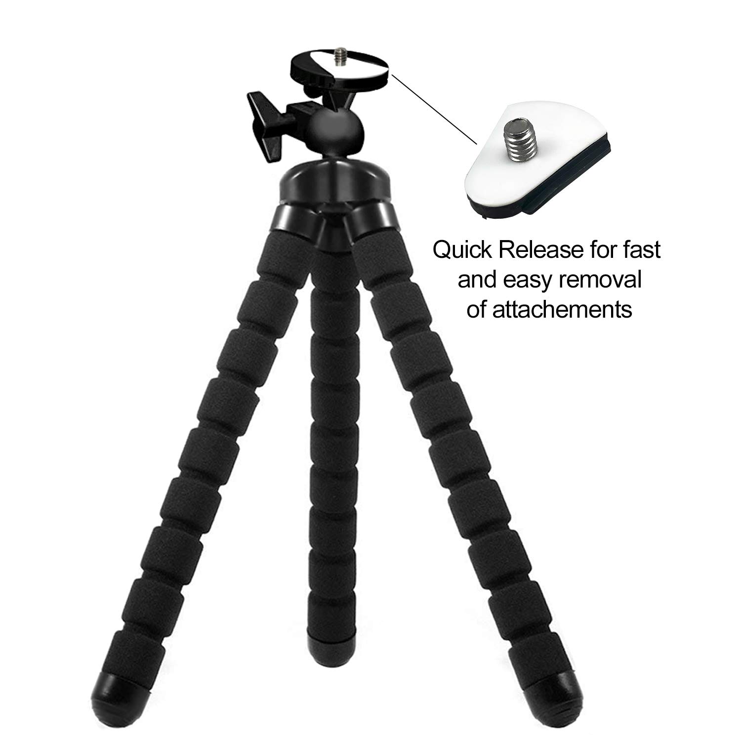 Acuvar 10” inch Flexible Tripod with Quick Release + Universal Rotating Mount for All Smartphones + Wireless Remote Shutter for Smartphones + an eCostConnection Microfiber Cloth