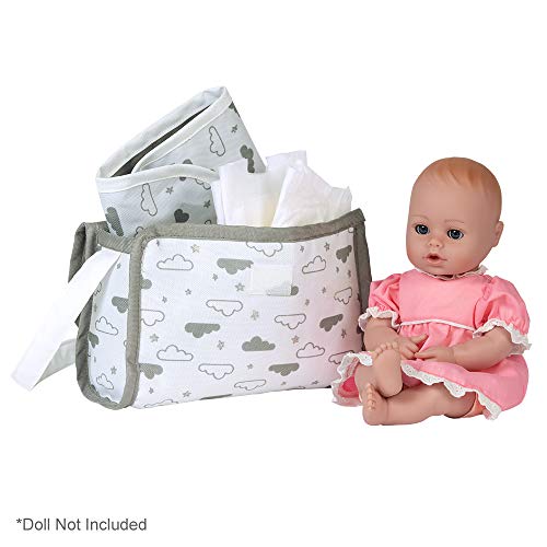 ADORA Baby Doll Diaper Bag with Sturdy Straps, Includes Changing Mat and 2 Doll Diapers (Fits 13" Dolls), Birthday Gift for Ages 3+ - Twinkle Stars