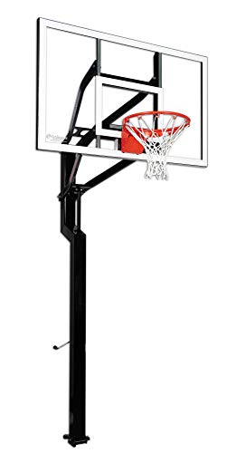 Goalsetter All-American In Ground Adjustable Basketball System with 60-Inch Glass Backboard and Collegiate Breakaway Rim, Black (SS45560G5)